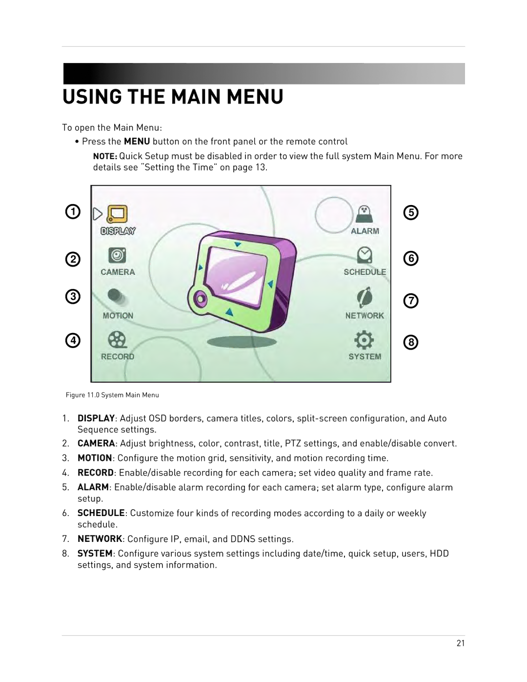 Epson DH200 instruction manual Using the Main Menu, System Main Menu 