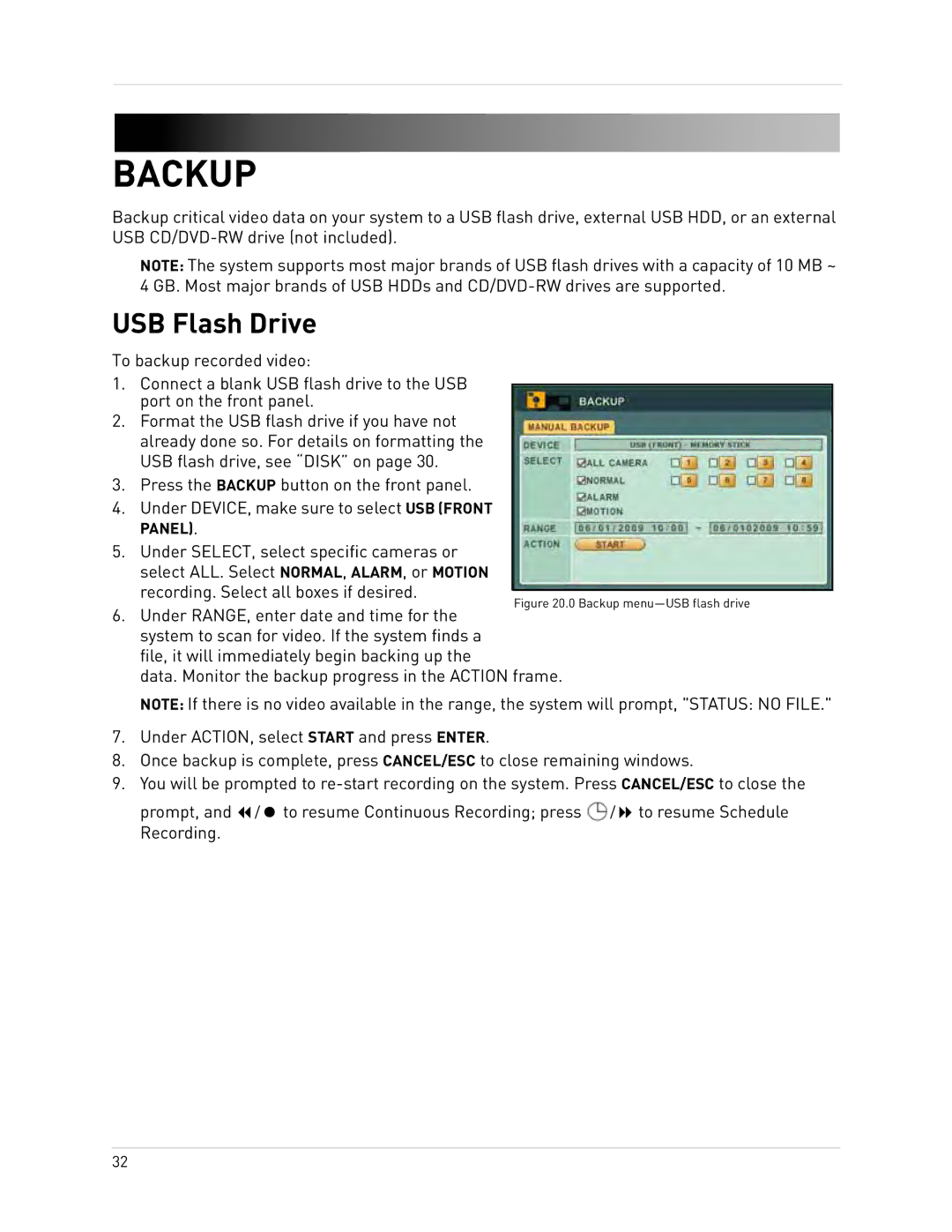 Epson DH200 instruction manual Backup, USB Flash Drive 