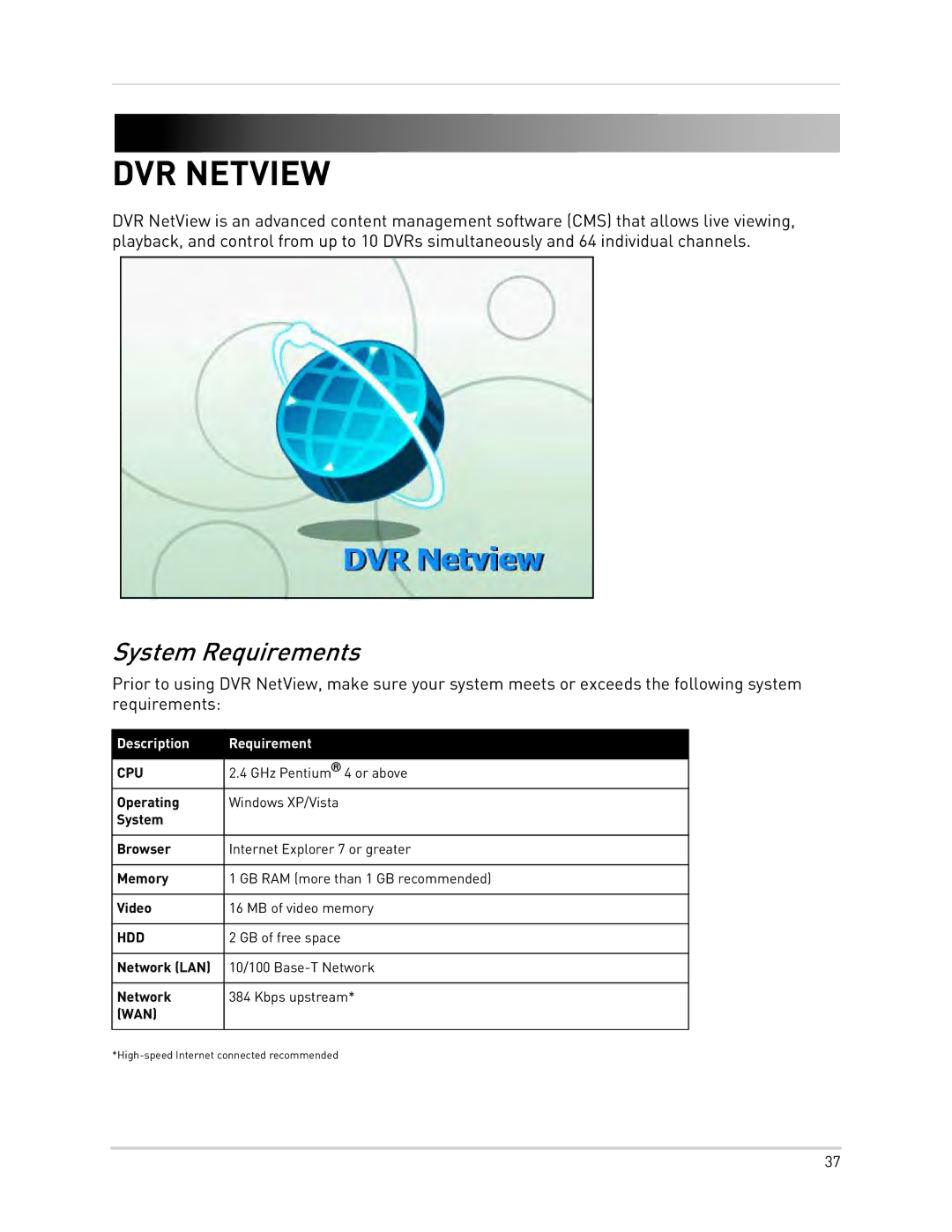 Epson DH200 instruction manual DVR Netview, System Requirements 