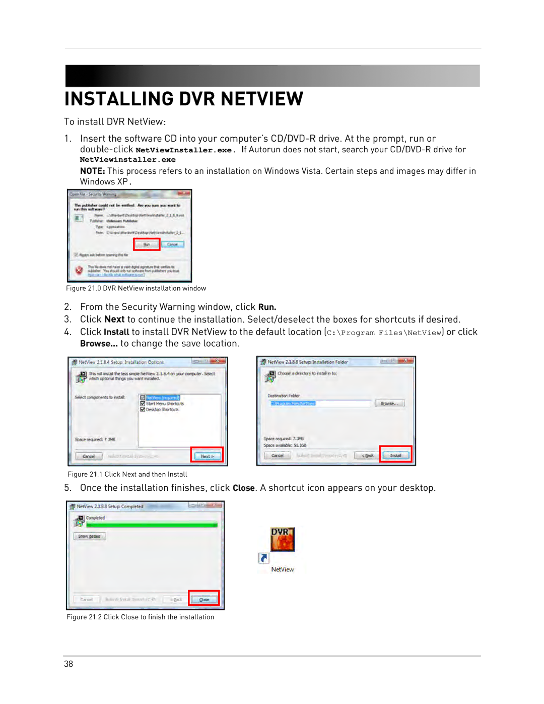 Epson DH200 instruction manual Installing DVR Netview, To install DVR NetView 