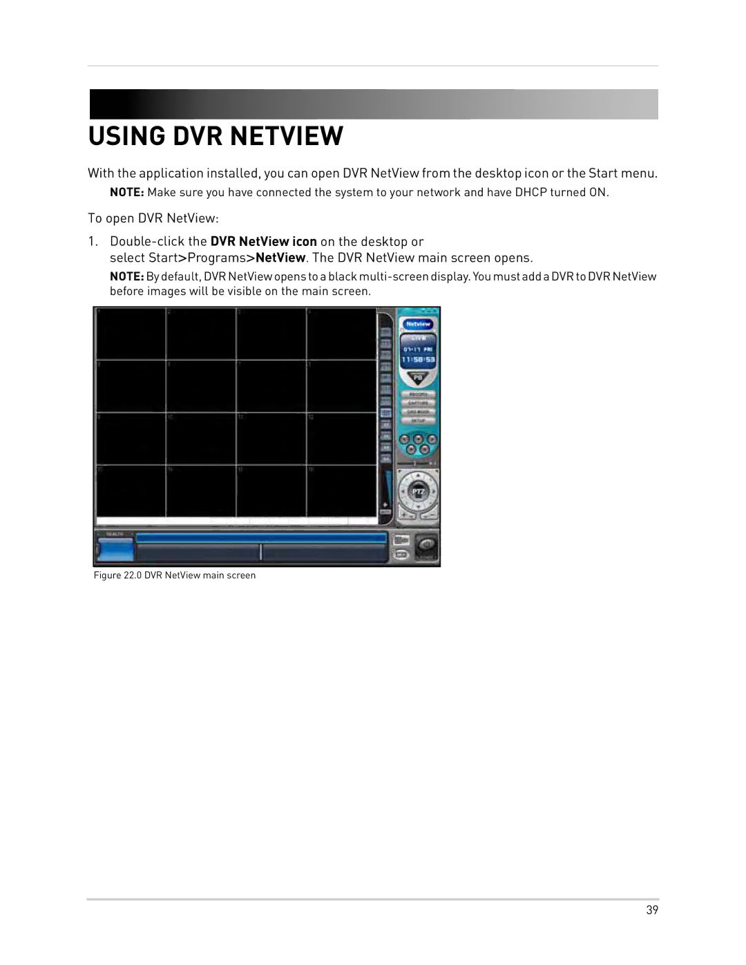 Epson DH200 instruction manual Using DVR Netview, DVR NetView main screen 