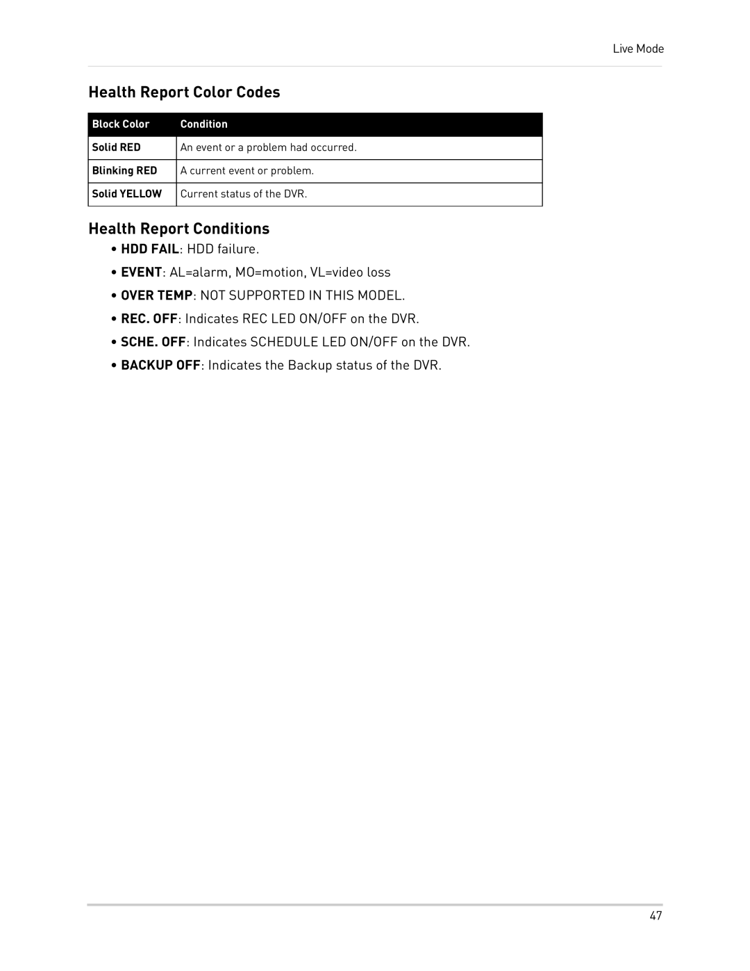 Epson DH200 instruction manual Health Report Color Codes 