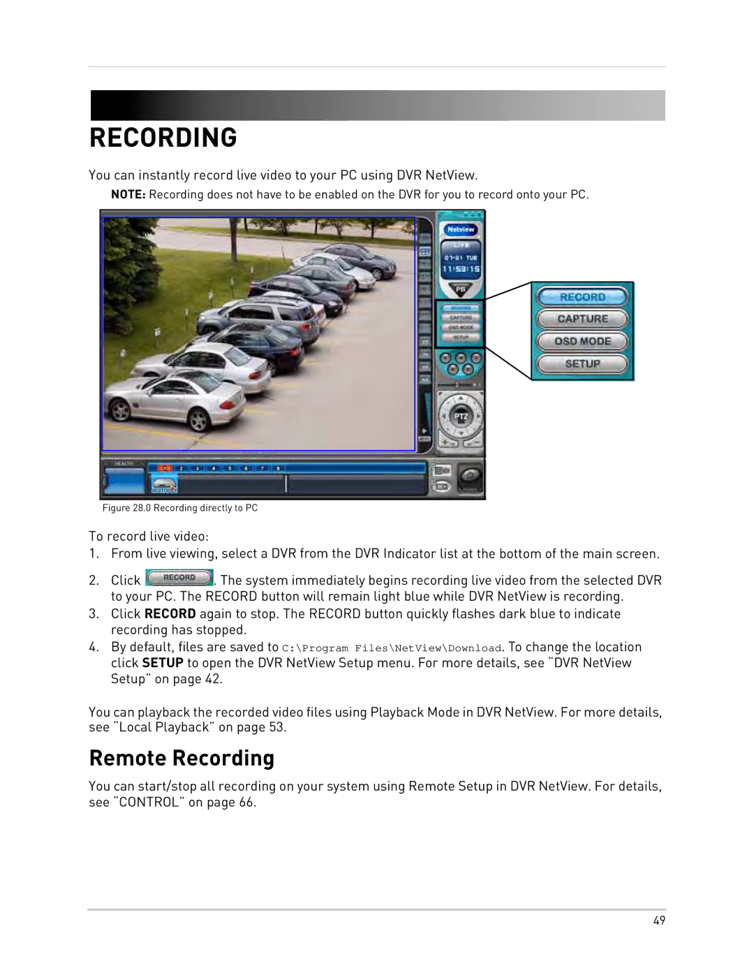 Epson DH200 instruction manual Remote Recording 