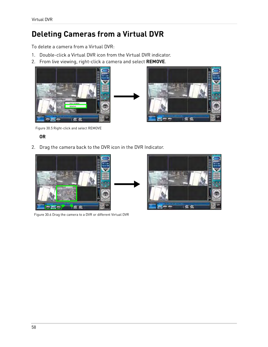 Epson DH200 Deleting Cameras from a Virtual DVR, Drag the camera back to the DVR icon in the DVR Indicator 