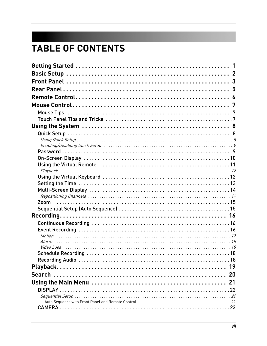 Epson DH200 instruction manual Table of Contents 