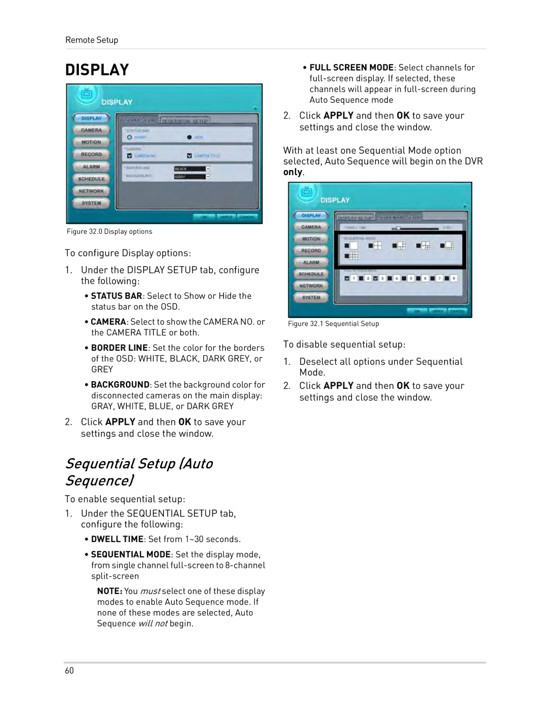 Epson DH200 instruction manual Sequential Setup Auto Sequence, Display options 