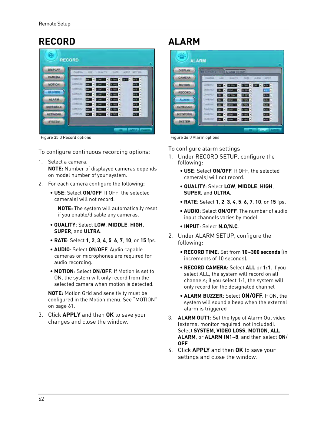 Epson DH200 instruction manual To configure continuous recording options, Record options 