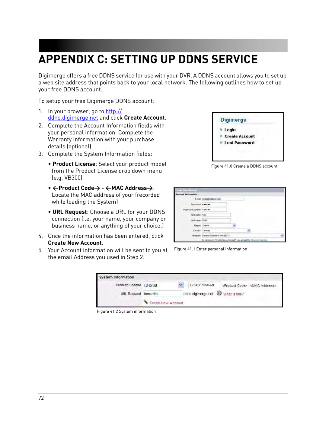 Epson DH200 instruction manual Appendix C Setting UP Ddns Service, Create a Ddns account 