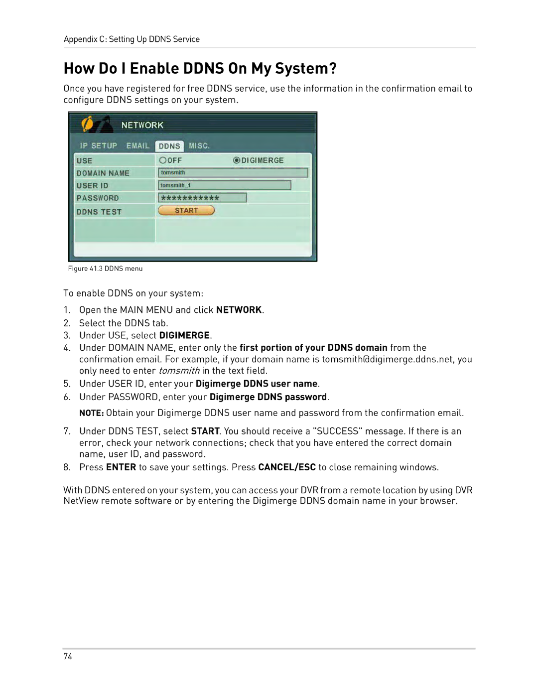 Epson DH200 instruction manual How Do I Enable Ddns On My System?, Ddns menu 