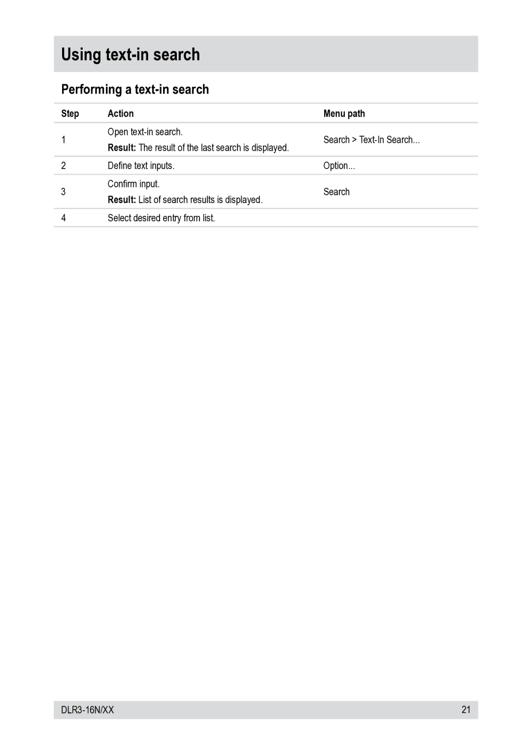 Epson DLR3-16N/660CDV, DLR3-16N/410CDV manual Using text-in search, Performing a text-in search 