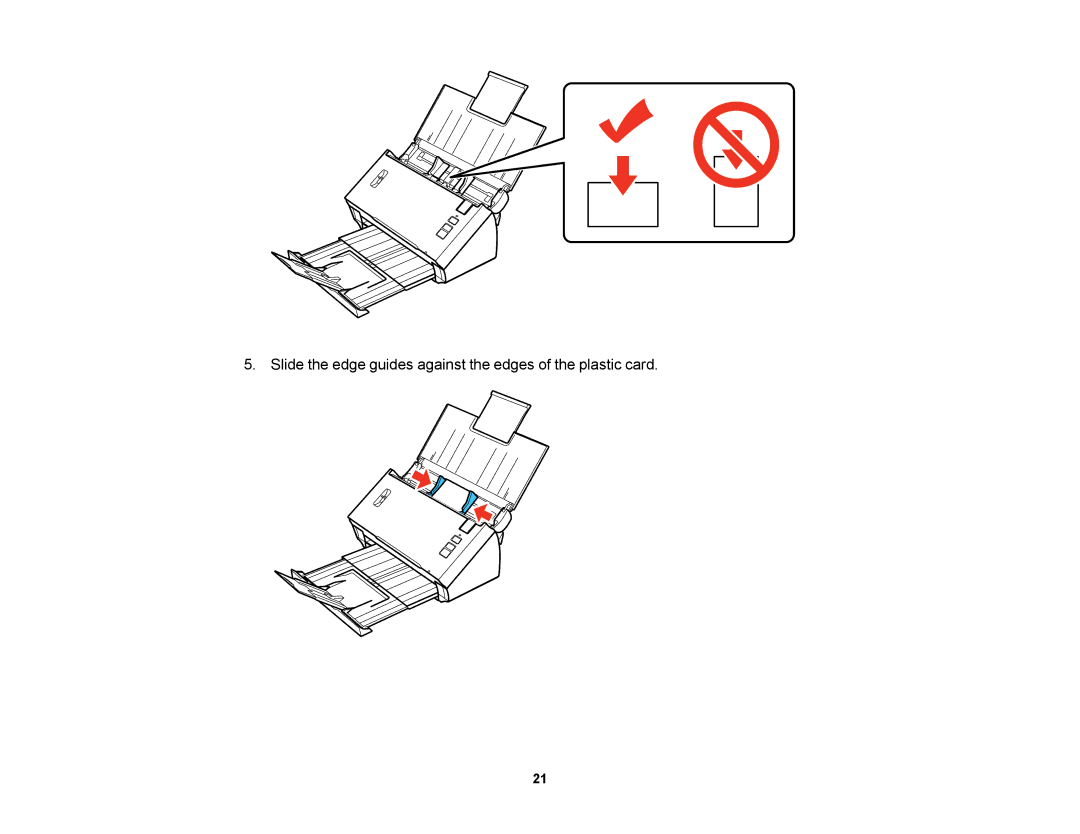 Epson DS-510 manual Slide the edge guides against the edges of the plastic card 