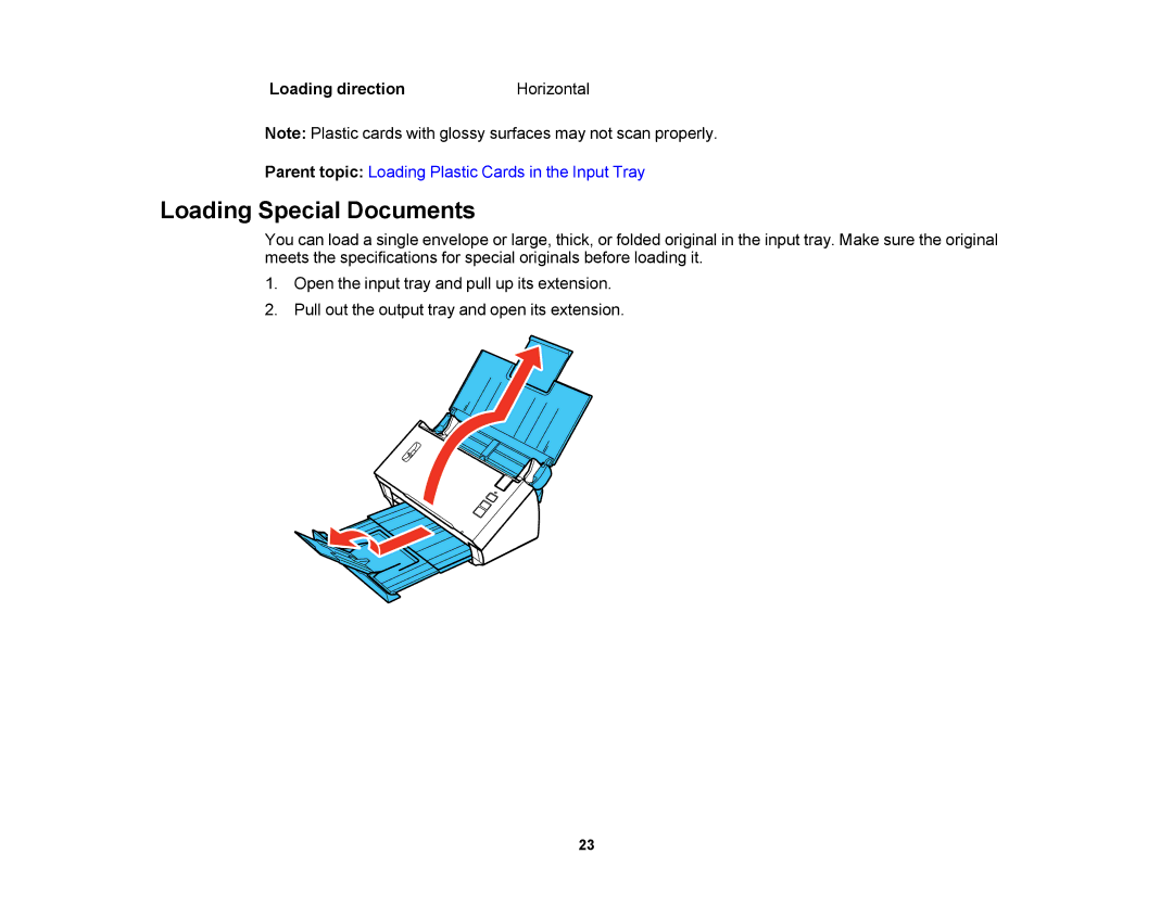 Epson DS-510 manual Loading Special Documents, Loading direction 