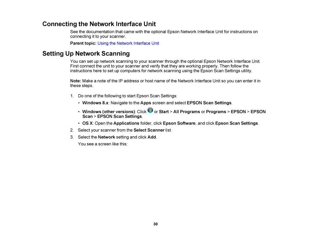 Epson DS-510 manual Connecting the Network Interface Unit, Setting Up Network Scanning 