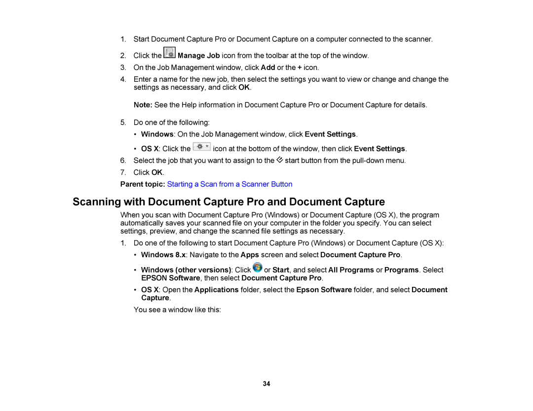 Epson DS-510 manual Scanning with Document Capture Pro and Document Capture 