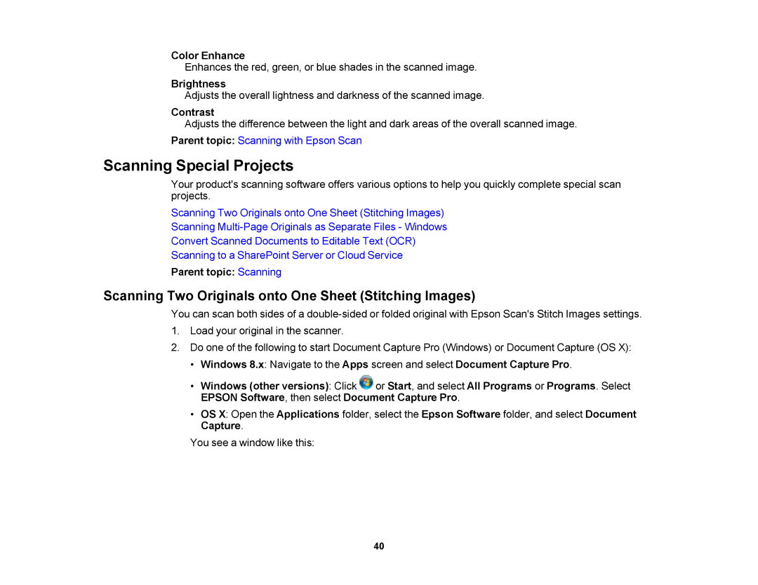 Epson DS-510 manual Scanning Special Projects, Scanning Two Originals onto One Sheet Stitching Images 