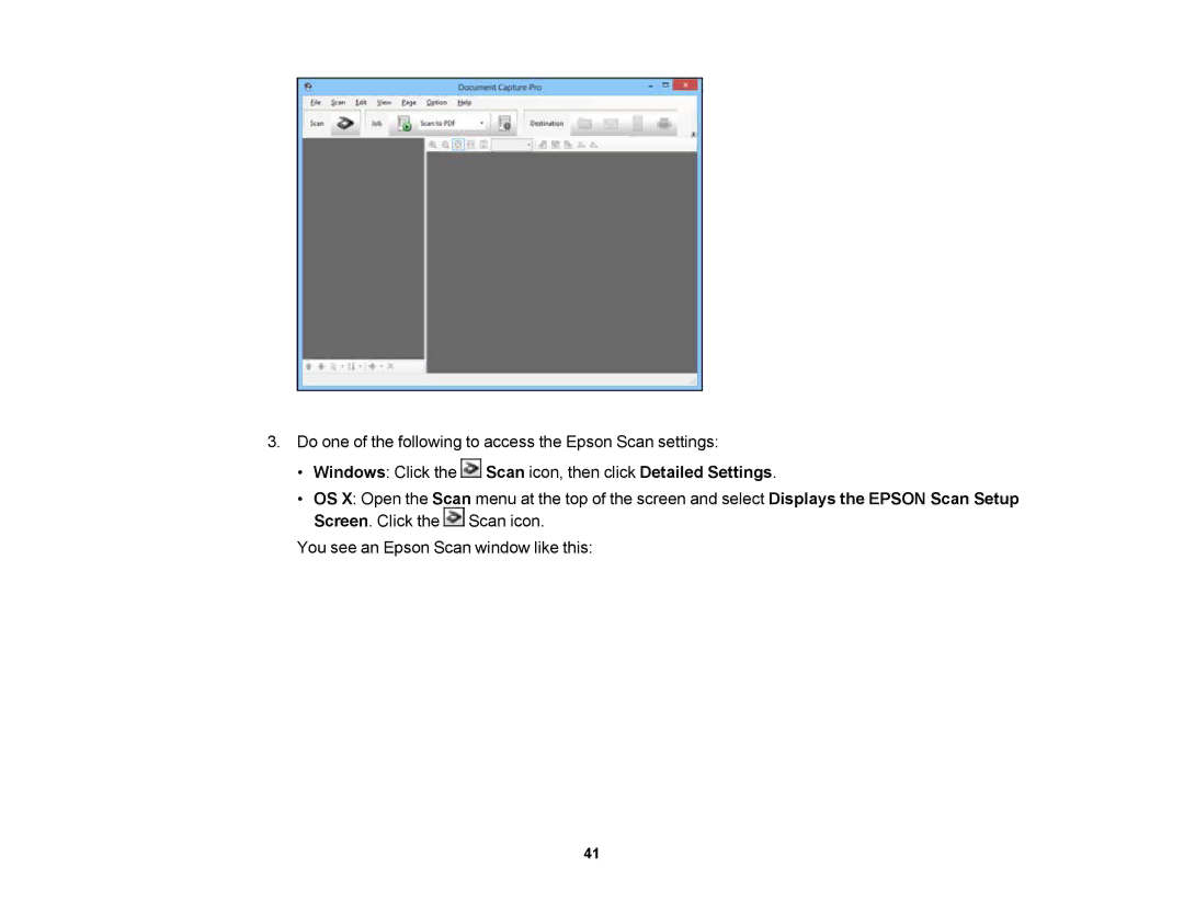 Epson DS-510 manual Windows Click the Scan icon, then click Detailed Settings 