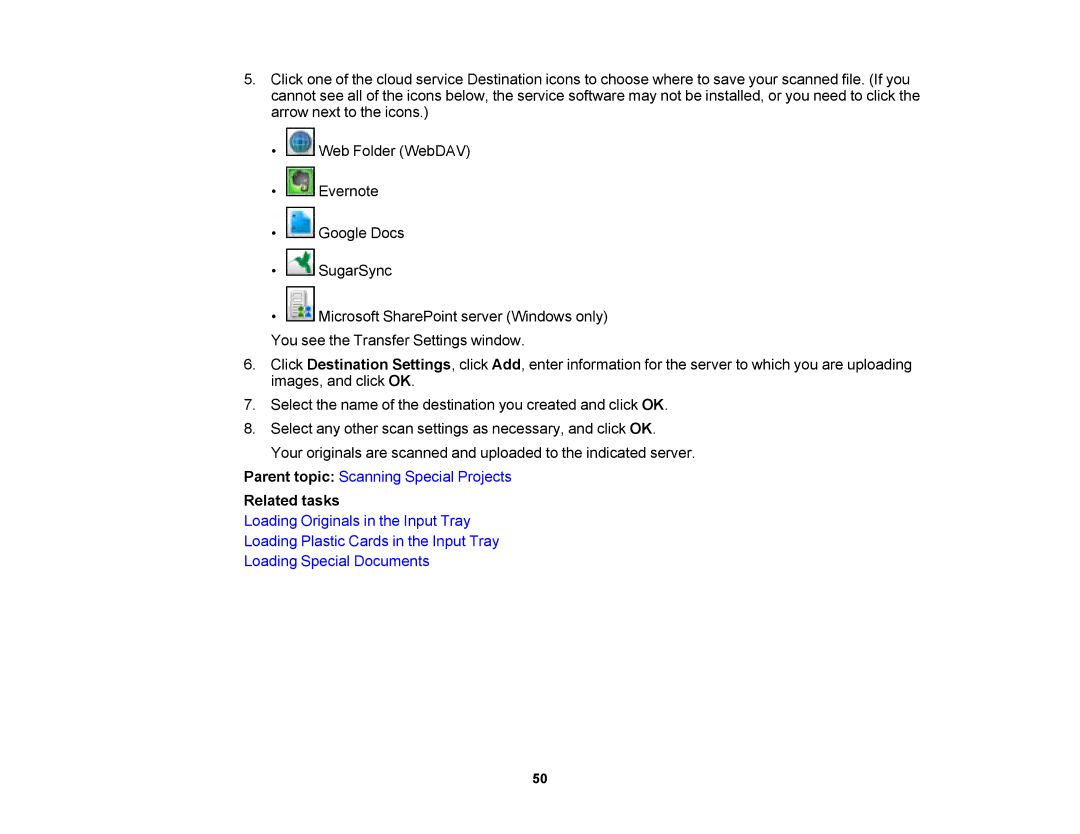 Epson DS-510 manual Related tasks 