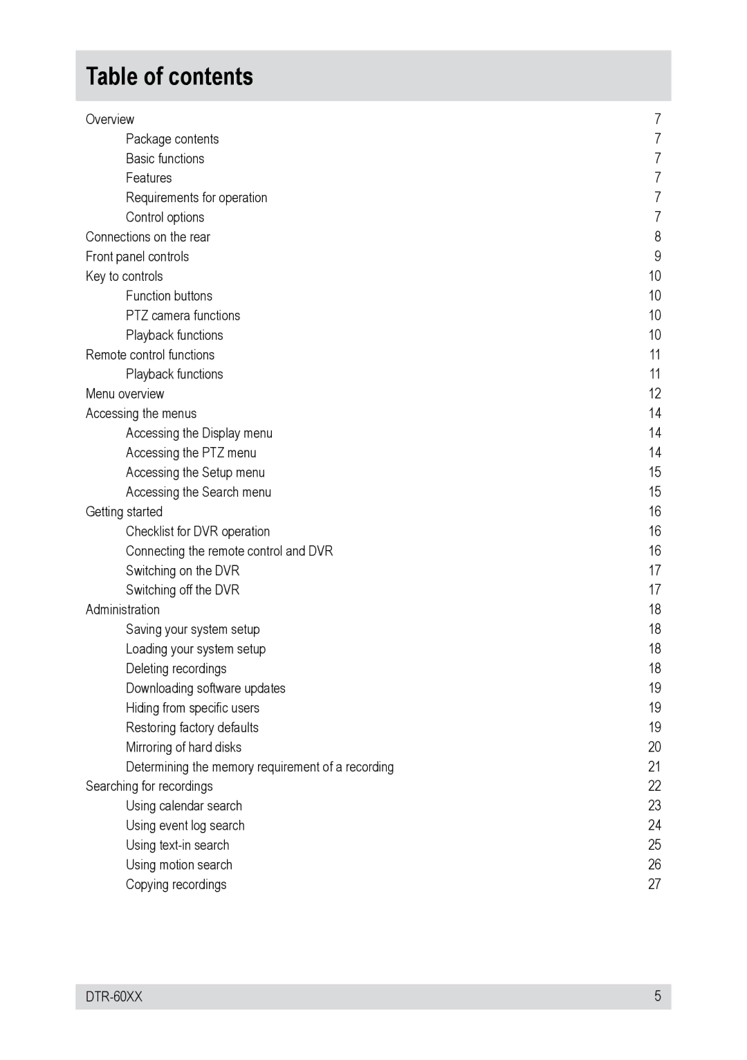 Epson DTR-6008/250CD, DTR-6016/750CD, DTR-60XX, DTR-6016/250CD, DTR-6008/750CD operating instructions Table of contents 