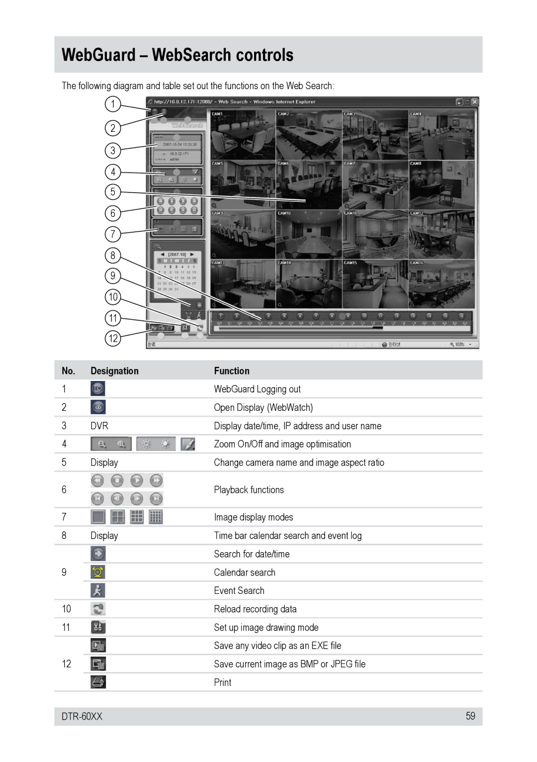 Epson DTR-6008/750CD, DTR-6008/250CD, DTR-6016/750CD, DTR-60XX, DTR-6016/250CD WebGuard WebSearch controls 