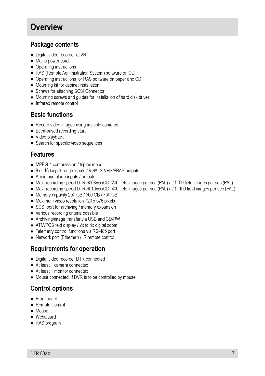 Epson DTR-60XX, DTR-6008/250CD, DTR-6016/750CD, DTR-6016/250CD, DTR-6008/750CD operating instructions Overview 