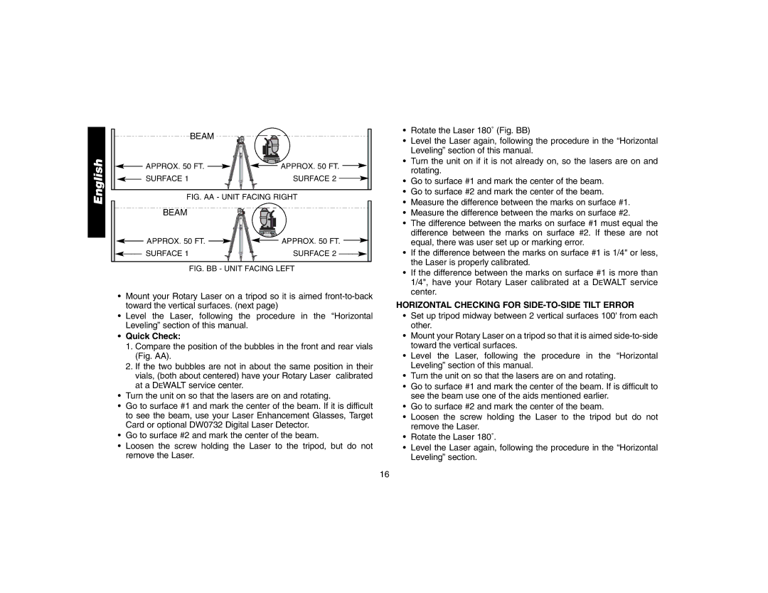 Epson DW073 instruction manual Quick Check, Horizontal Checking for SIDE-TO-SIDE Tilt Error 