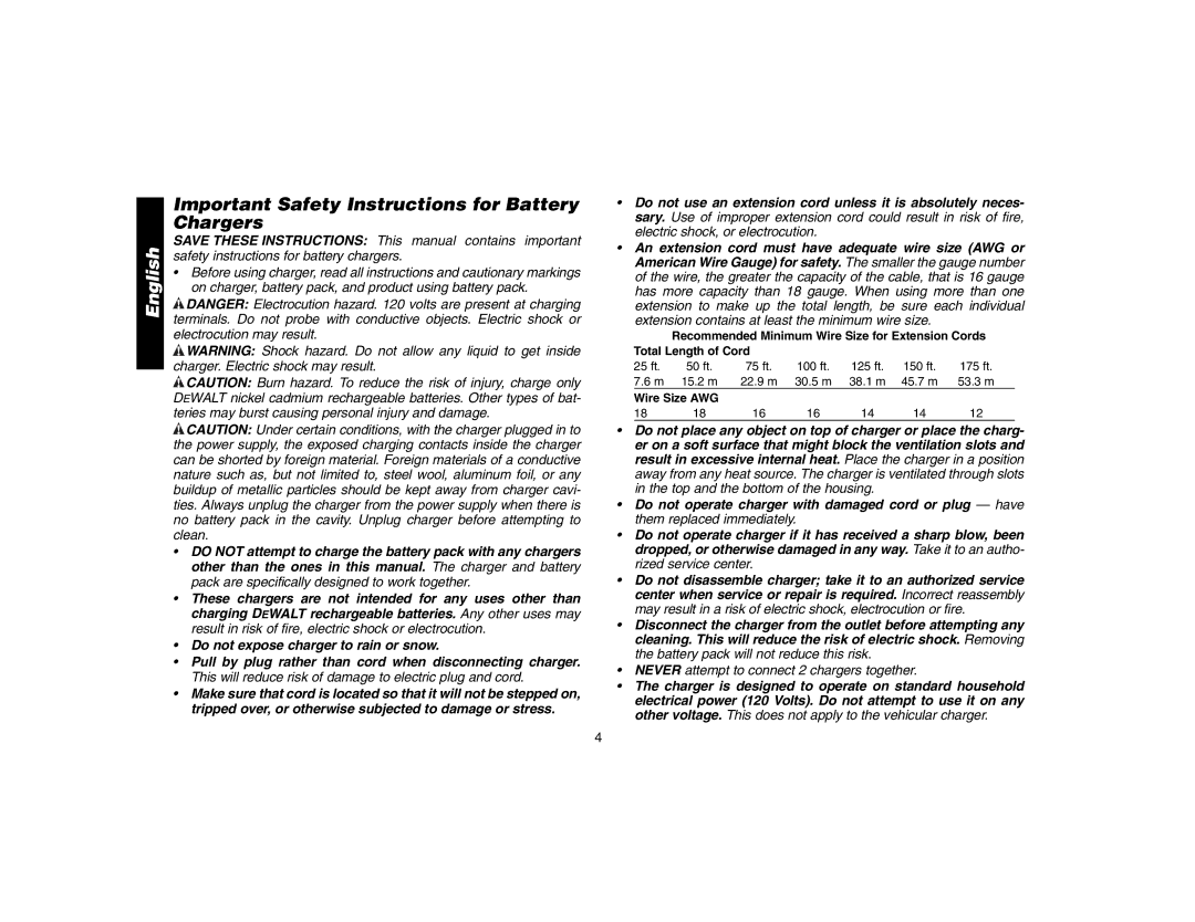 Epson DW073 instruction manual Important Safety Instructions for Battery Chargers 