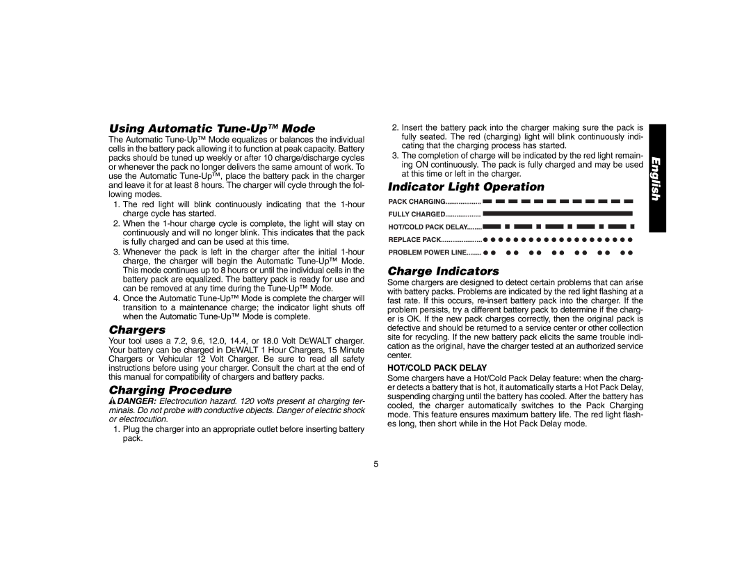 Epson DW073 Using Automatic Tune-Up Mode, Chargers, Charging Procedure, Indicator Light Operation Charge Indicators 