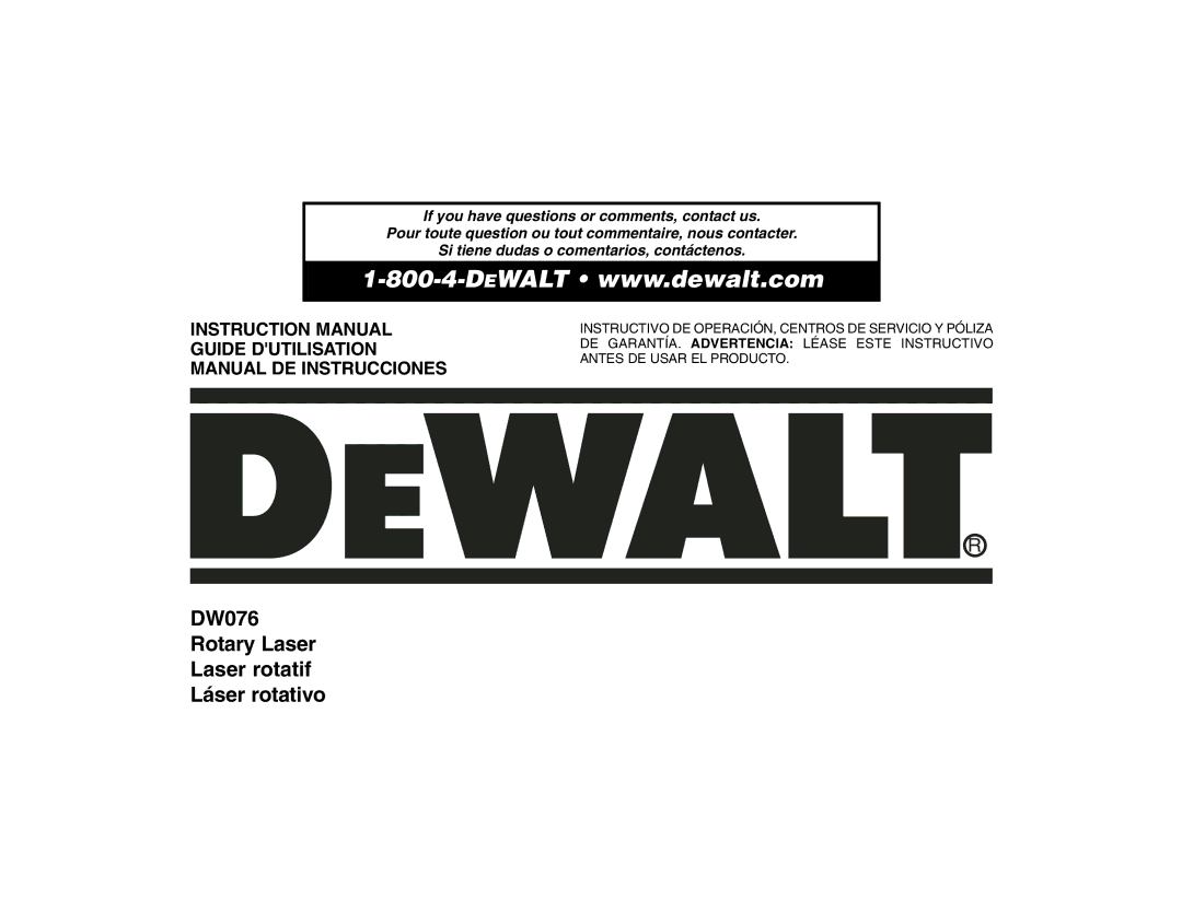 Epson instruction manual DW076 Rotary Laser Laser rotatif Láser rotativo 