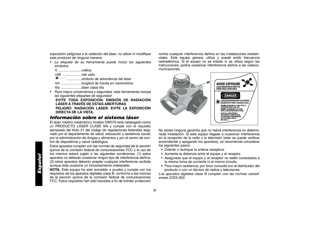 Epson DW076 instruction manual Información sobre el sistema láser 