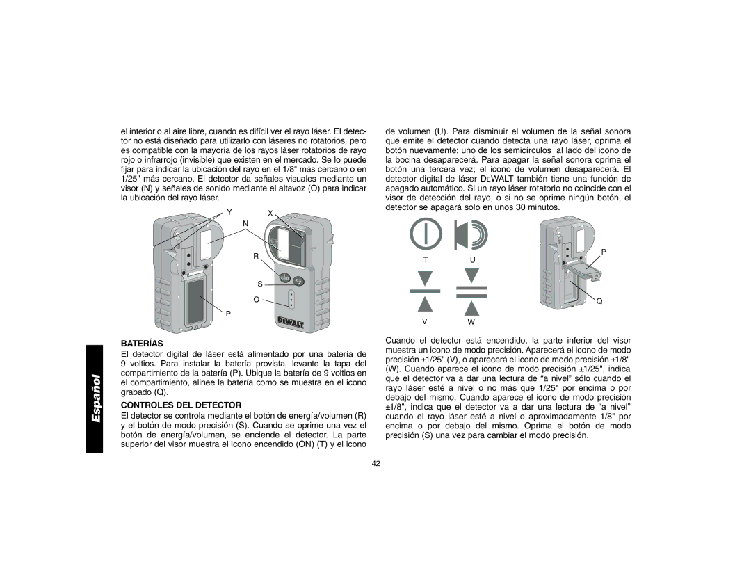 Epson DW076 instruction manual Baterías, Controles DEL Detector 