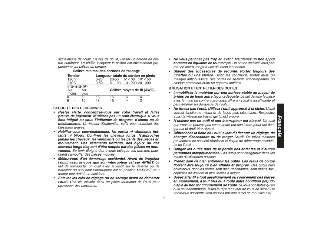 Epson DW217 instruction manual Sécurité DES Personnes, Utilisation ET Entretien DES Outils 