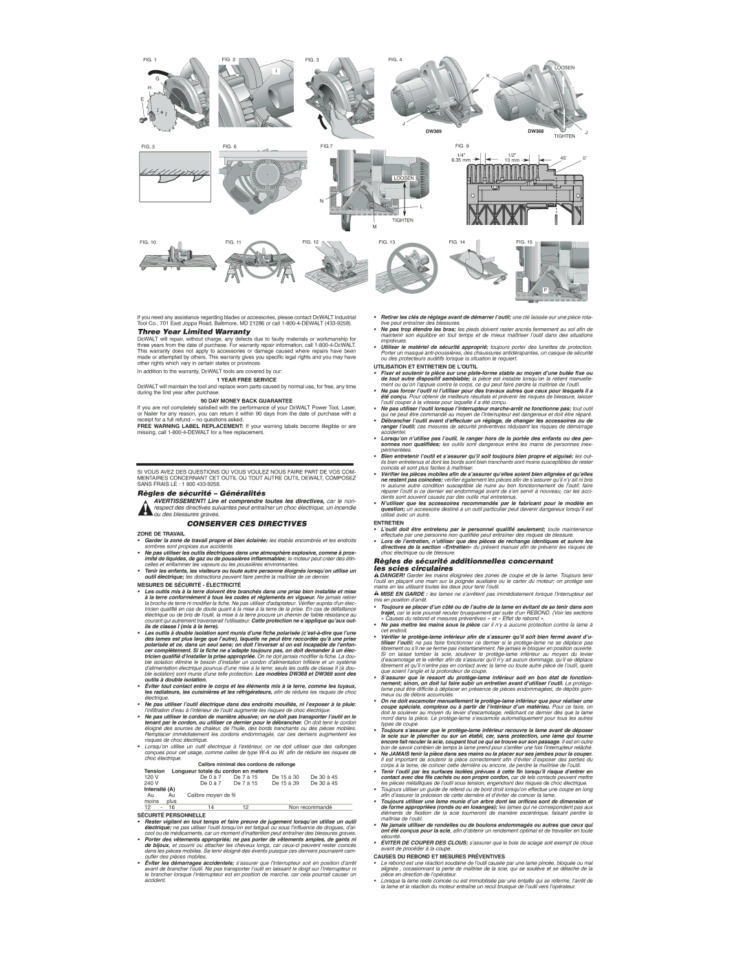 Epson DW368 instruction manual Three Year Limited Warranty, Règles de sécurité Généralités, Conserver CES Directives 