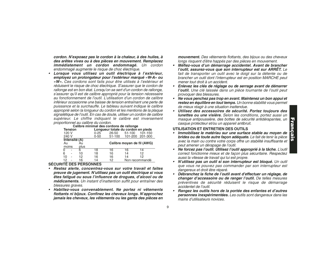 Epson DW621 manual Sécurité DES Personnes, Utilisation ET Entretien DES Outils 