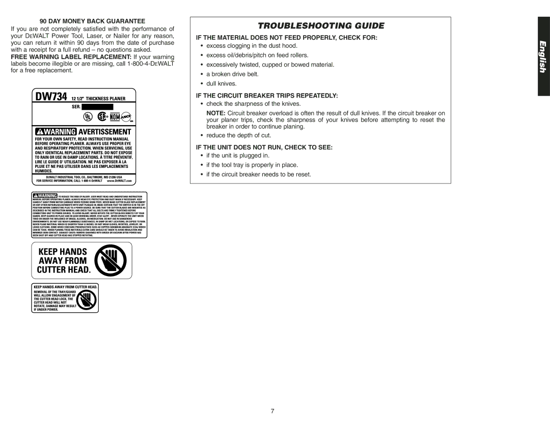 Epson DW734 Troubleshooting Guide, DAY Money Back Guarantee, If the Material does not Feed PROPERLY, Check for 