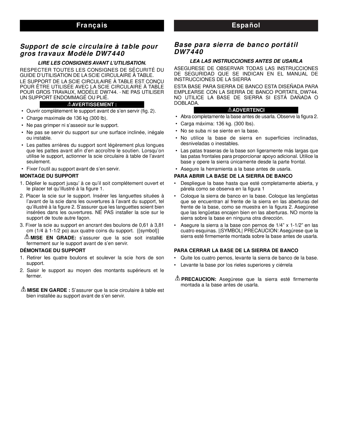 Epson DW7440 Lire LES Consignes Avant L’UTILISATION, Avertissement, LEA LAS Instrucciones Antes DE Usarla, Advertenci 