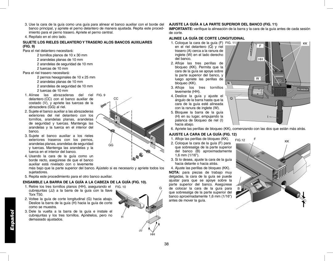 Epson DW746 instruction manual Ajuste LA Guía a LA Parte Superior DEL Banco FIG, Ajuste LA Cara DE LA Guía FIG 