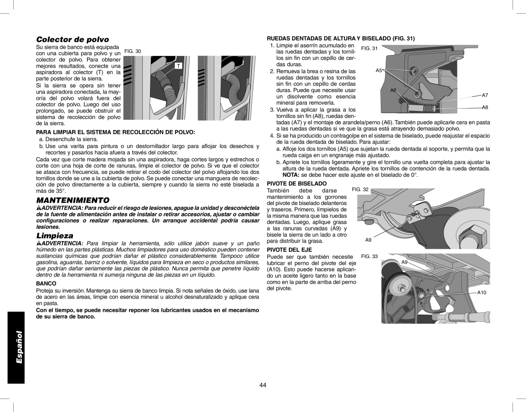Epson DW746 instruction manual Colector de polvo, Mantenimiento, Limpieza 