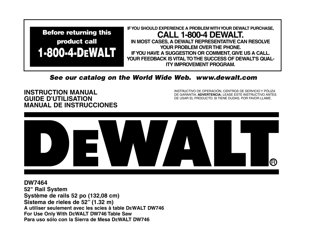 Epson DW7464 manual Dewalt 