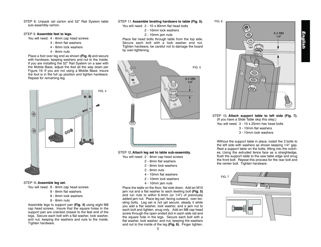 Epson DW7464 manual Assemble feet to legs 