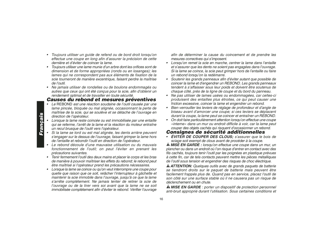 Epson DW935 instruction manual Causes du rebond et mesures préventives, Consignes de sécurité additionnelles 