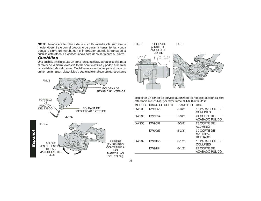 Epson DW935 instruction manual Cuchillas 