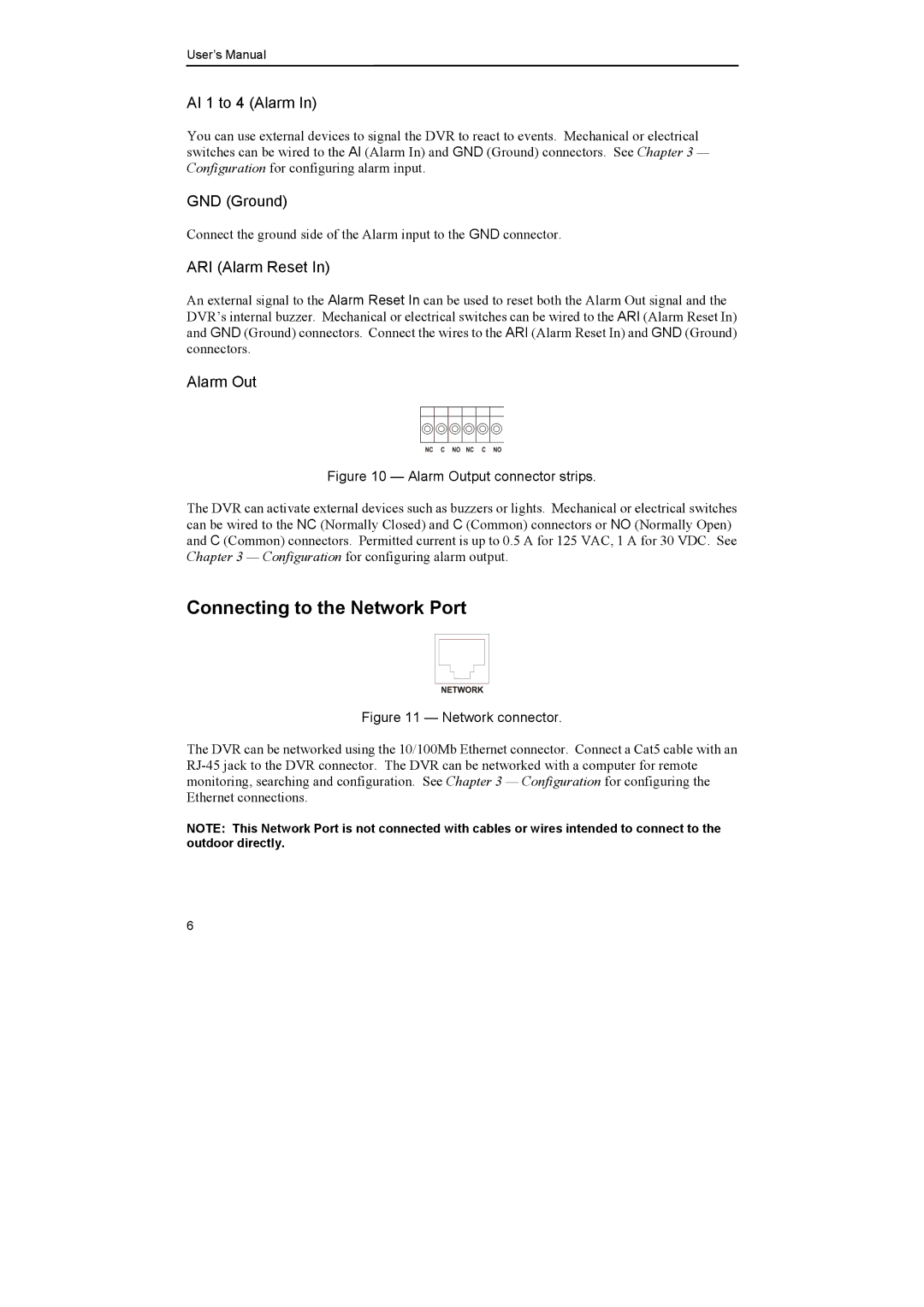 Epson DX-TL4E manual Connecting to the Network Port, AI 1 to 4 Alarm, Alarm Out 