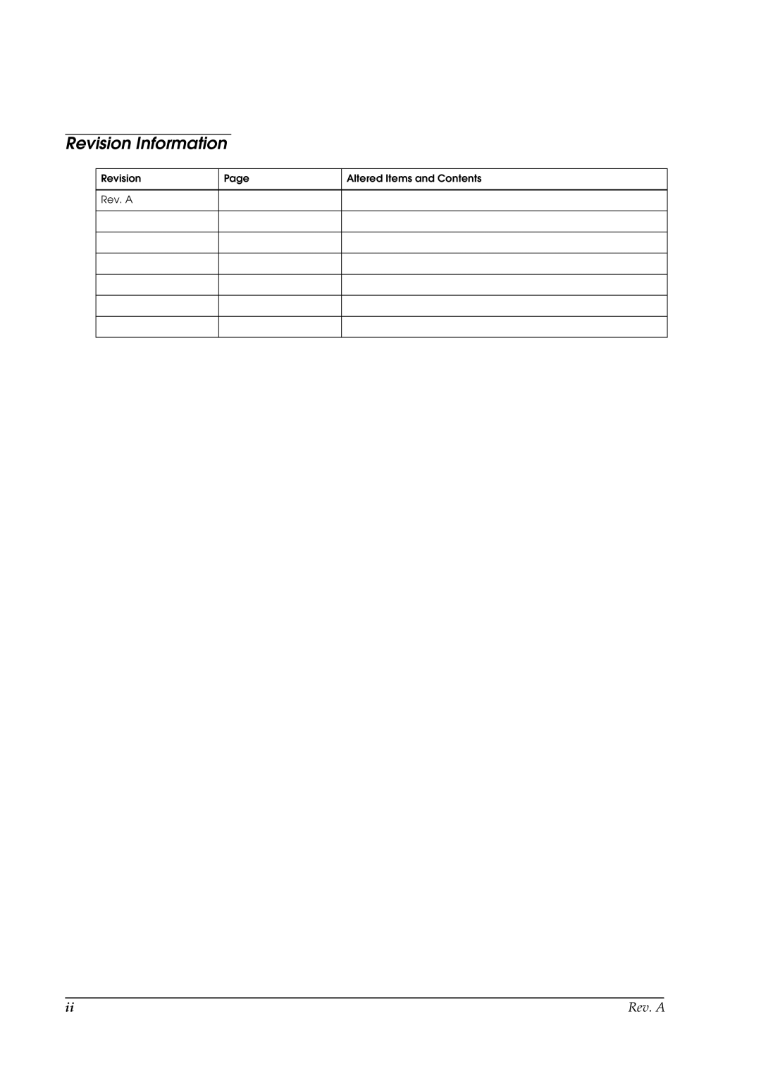 Epson E02 manual Revision Information 