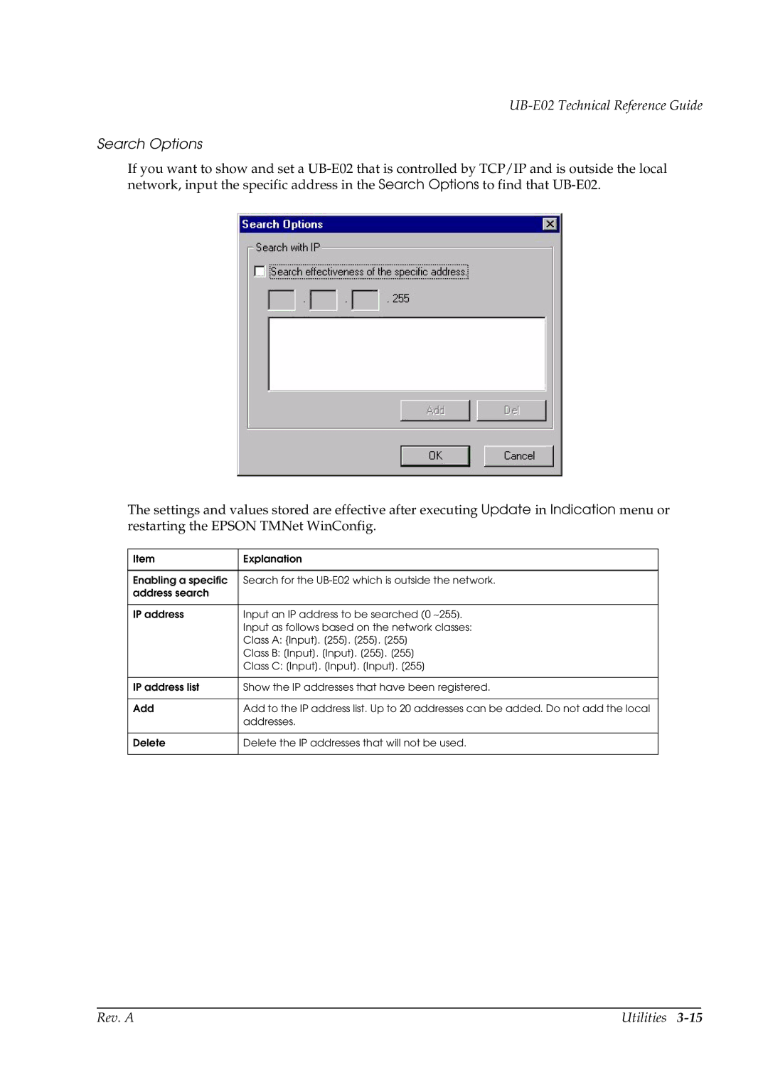 Epson E02 manual Search Options 