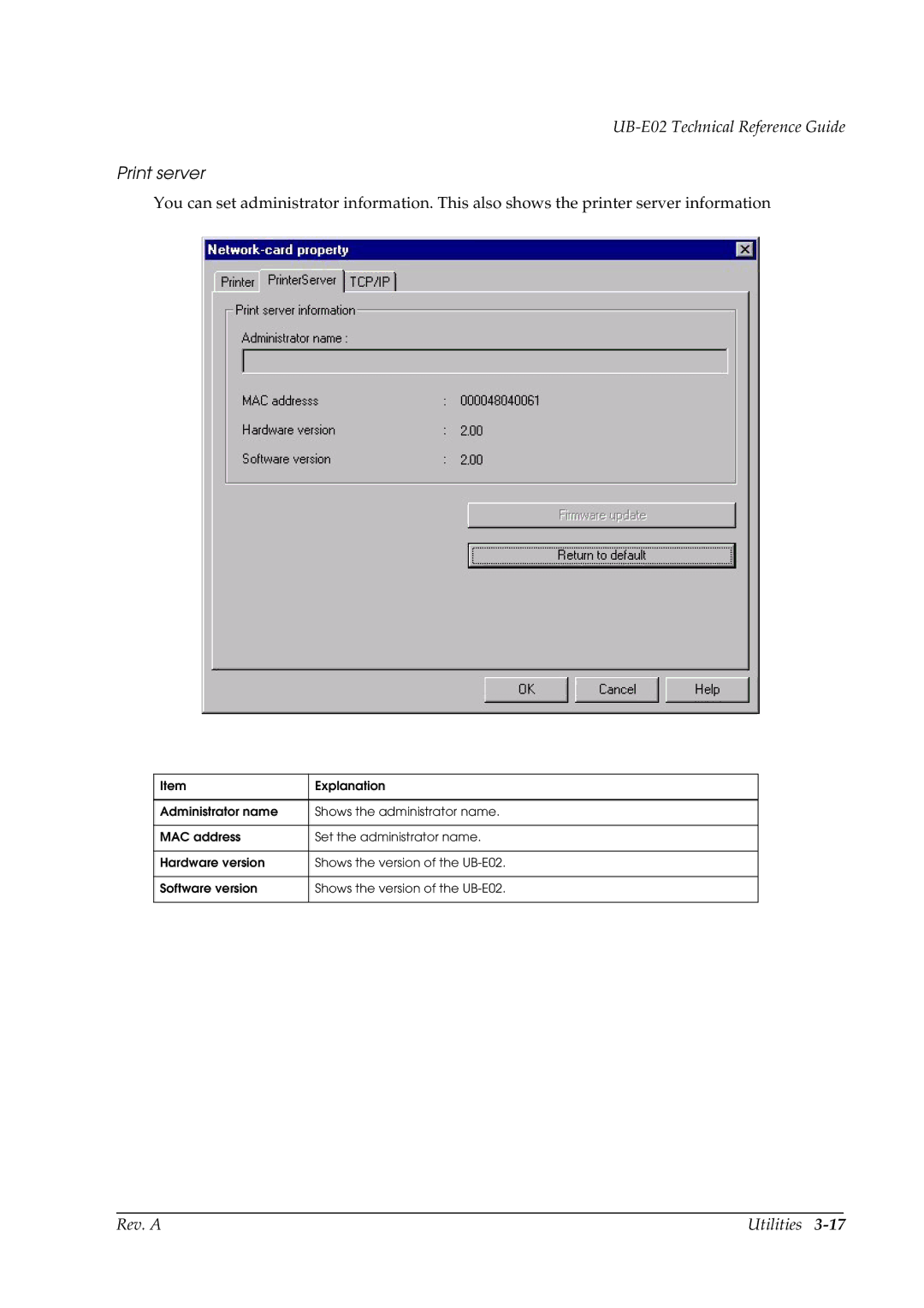 Epson E02 manual Print server 