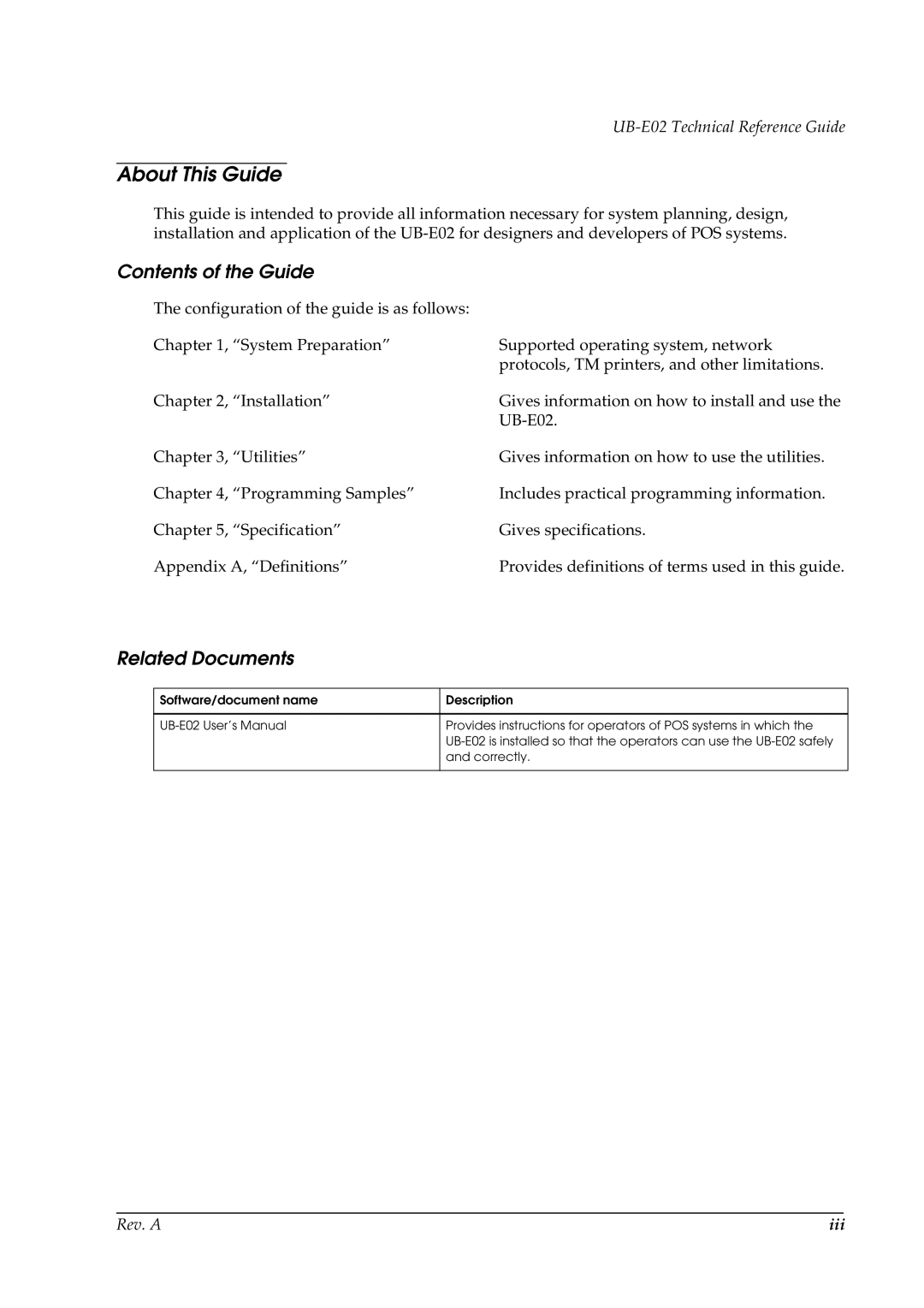 Epson E02 manual About This Guide, Contents of the Guide, Related Documents 