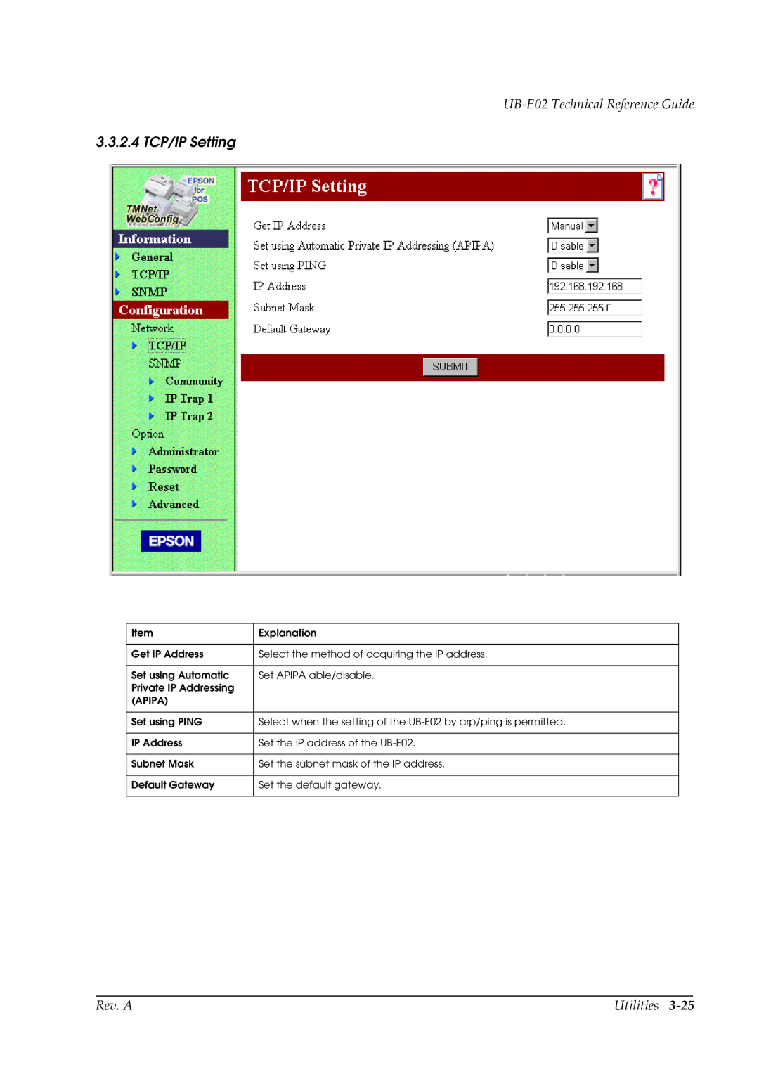 Epson E02 manual 2.4 TCP/IP Setting 