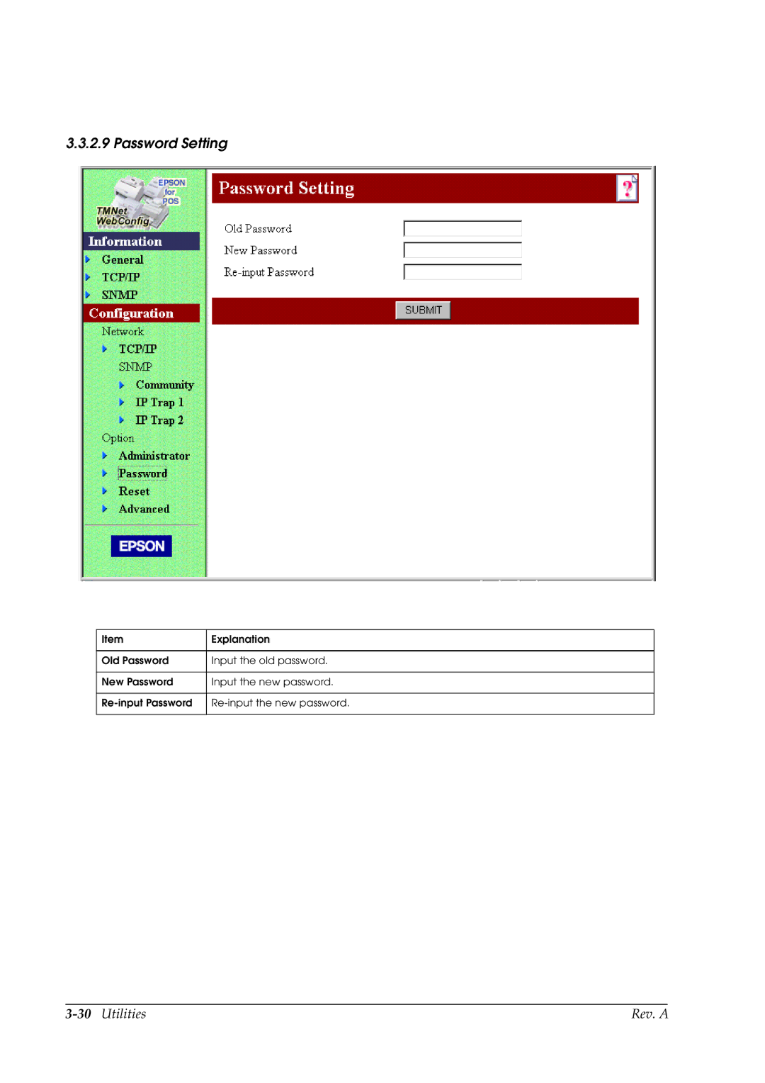 Epson E02 manual Password Setting 