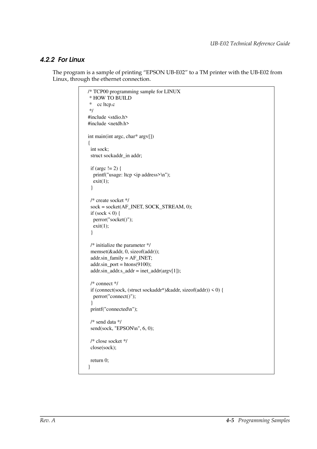 Epson E02 manual For Linux 