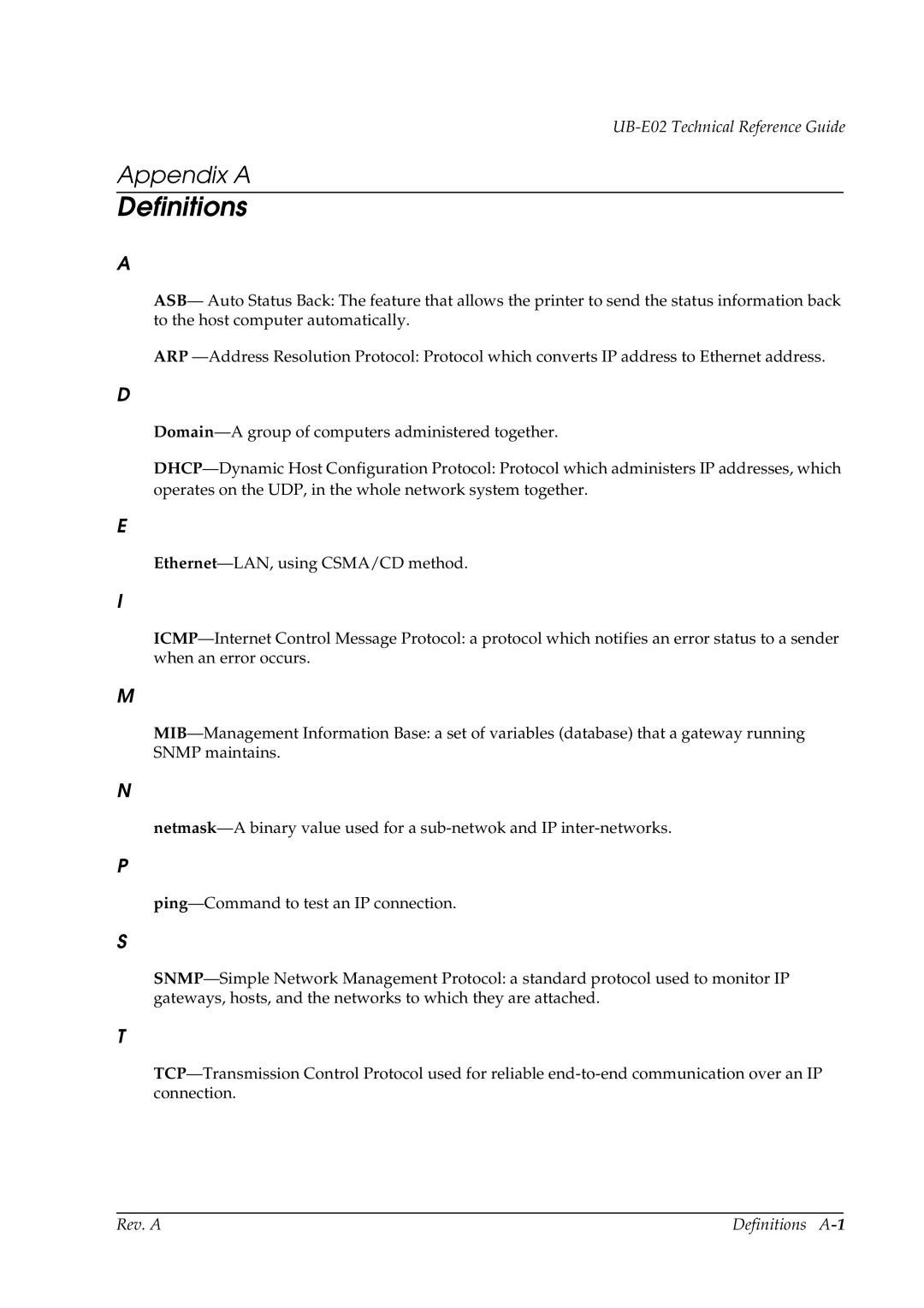 Epson E02 manual Definitions 